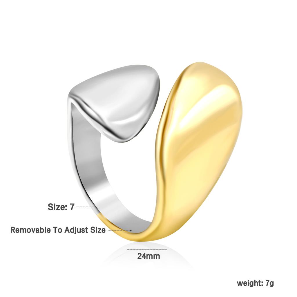 Niche asymmetric open ring fashion color matching gold single ring ring stainless steel electroplated 18K gold ring