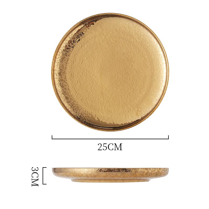 Electroplated Ceramic Plate Gold And Silver Plate Pendulum Decorative Plate Western Food Nordic Disc Light Luxury Tableware