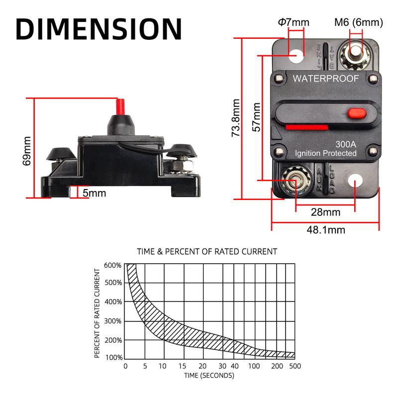 30A-300A Circuit Breaker Is Suitable For Marine Towing Vehicles With 12V-48V DC Manual Reset Waterproof Function Circuit Breaker