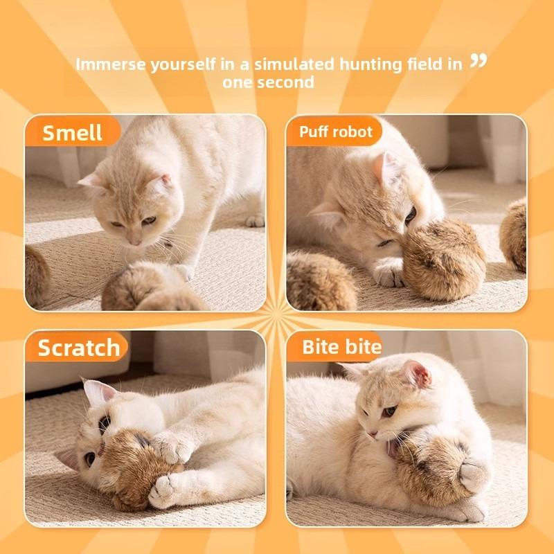 Cat Toy Rabbit Fur Ball Rabbit Fur Cat Toy Bat with Pleasant Scent Enrichment for Pets, Allowing Cats To Sniff Quietly.
