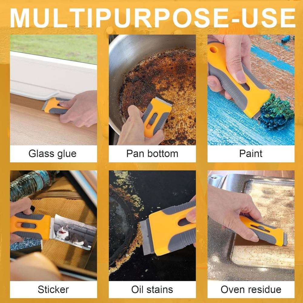 Cleaning Scraper Tool, clean Glass Stove Paint, Window, Label, Sticker, Ceramic Cooktops, Ovens, with 10 stainless steel blades, 10 plastic blades