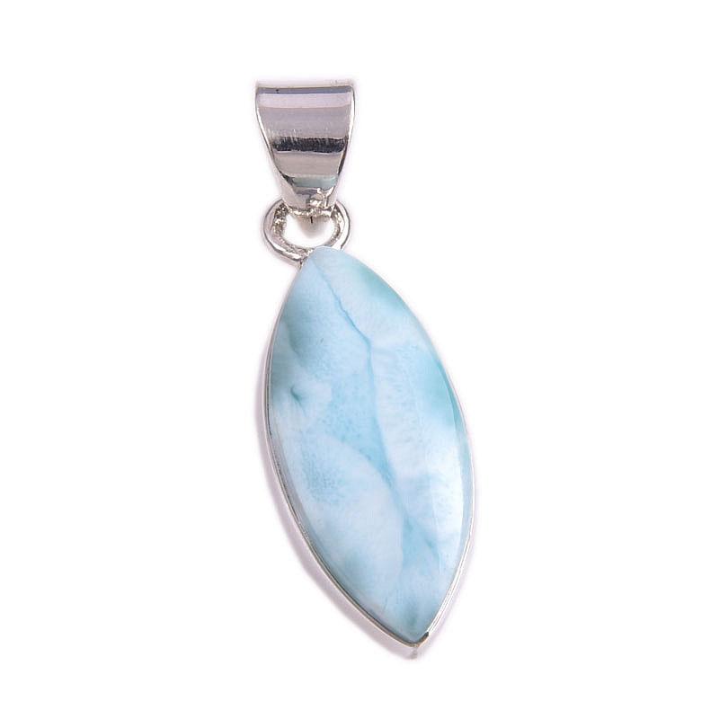 Natural Republic Larimar Gemstone Handmade 925 Solid Silver Pendant 1.5" W9Z48