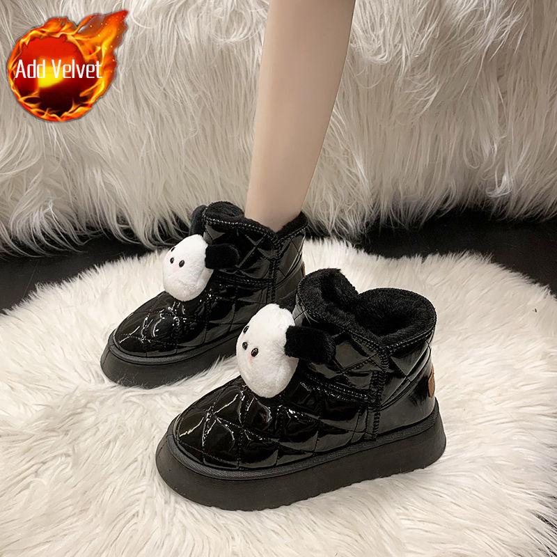 Cute Chunky Winter Booties Round Toe Plush Snow Boots for Women Y2k Padded Boot Trend 2025 Designer Luxury Fashion Woman Shoes