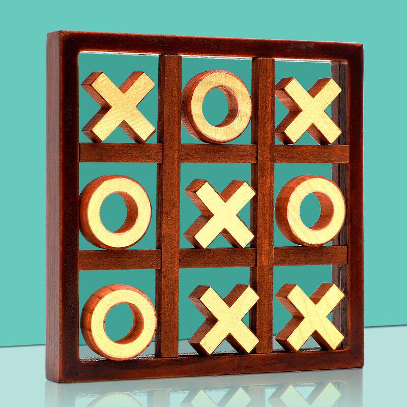 Premium Wooden Tic-Tac-Toe Educational Game for Two Players - Enhances Parent-Child Interaction Tic-Tac-Toe