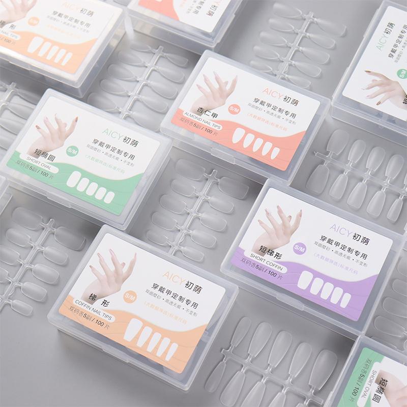 100Pcs/Box Matte Fake Nails No Polishing Press On False Nails Medium Short Design High Matt Soft Gel Nail Tips For Extension