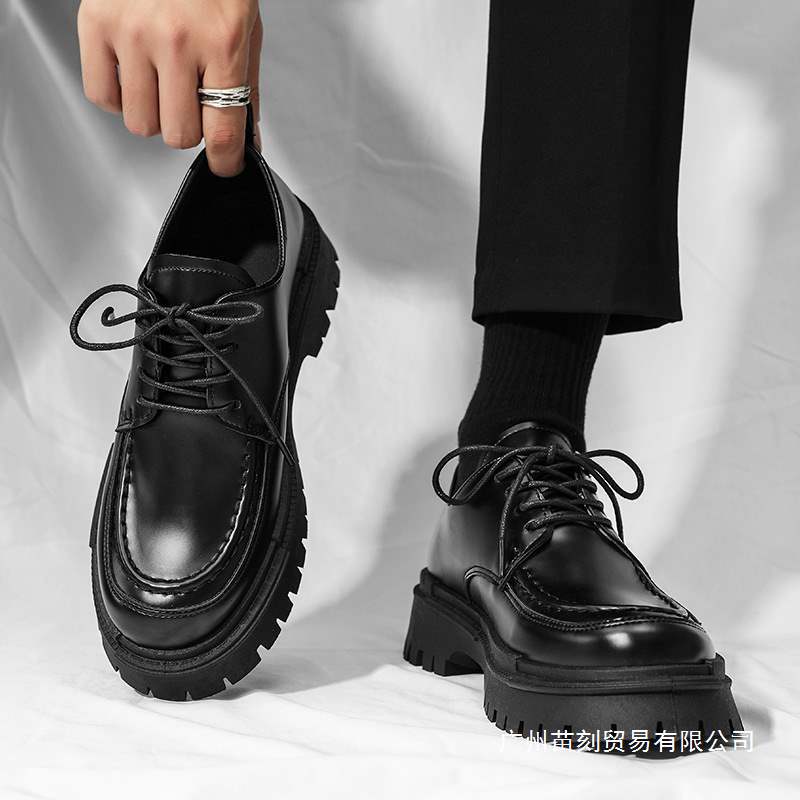 Leather shoes breathable formal thick soles heightened small leather shoes British style business Martin shoes
