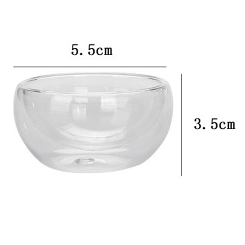 50ml Small Tea Cup Exquisite Double-layer Glass Transparent Cup Kung Fu Heat Resistant Teaware Puer Tea Coffee Cups Drinkware