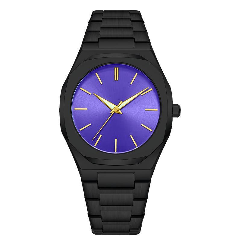 High-End Men's Quartz Watch with Large Dial and Steel Band, featuring Arabic Numerals.