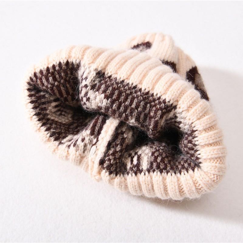 Children's Knitted Hat Rabbit Down Leopard Print Soft Cute Autumn and Winter Outdoor Wool Hat To Keep Warm