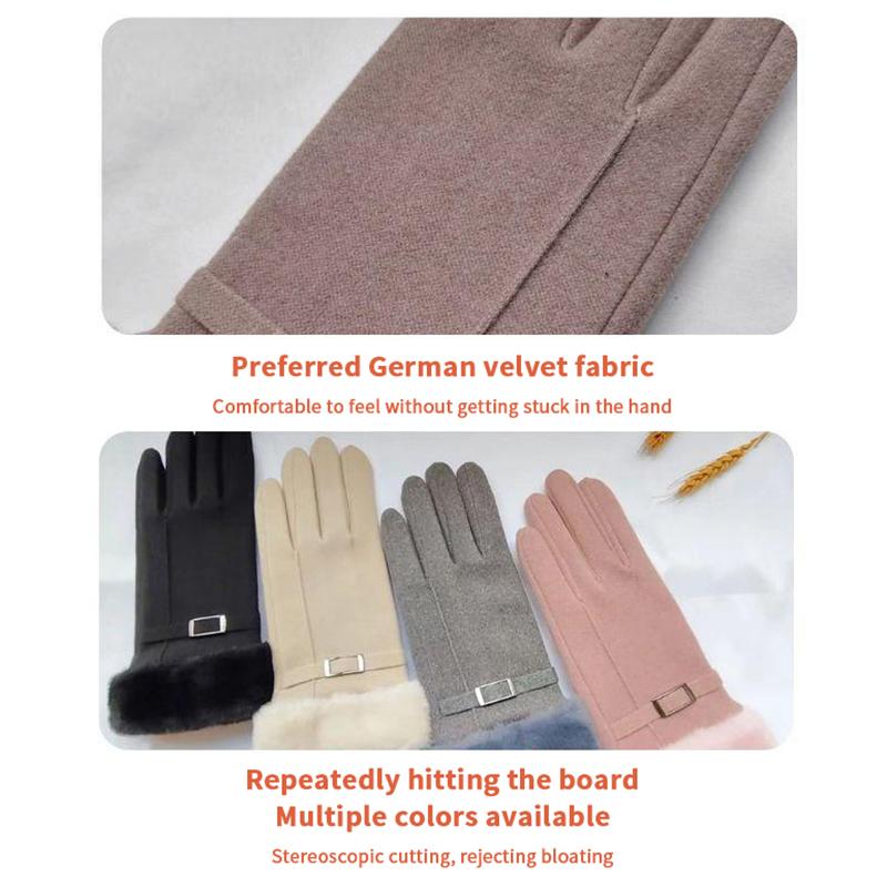 Herbst Winter Warme Wildlederhandschuhe Plus Samt Verdickte Plüsch Dekor Stulpenhandschuhe Outdoor Kältefest Touchscreen Reit Ski Handschuhe