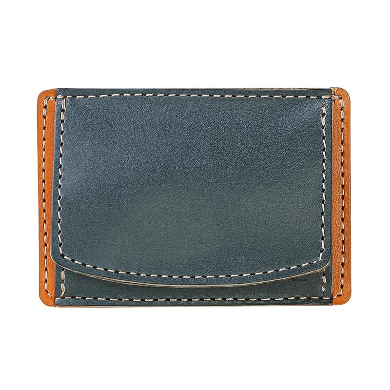 

[Zario Grande] mini wallet men s tochigi leather leather Thin box type coin case card case made in Japan [ZAG-F2001] (Navy x camel)