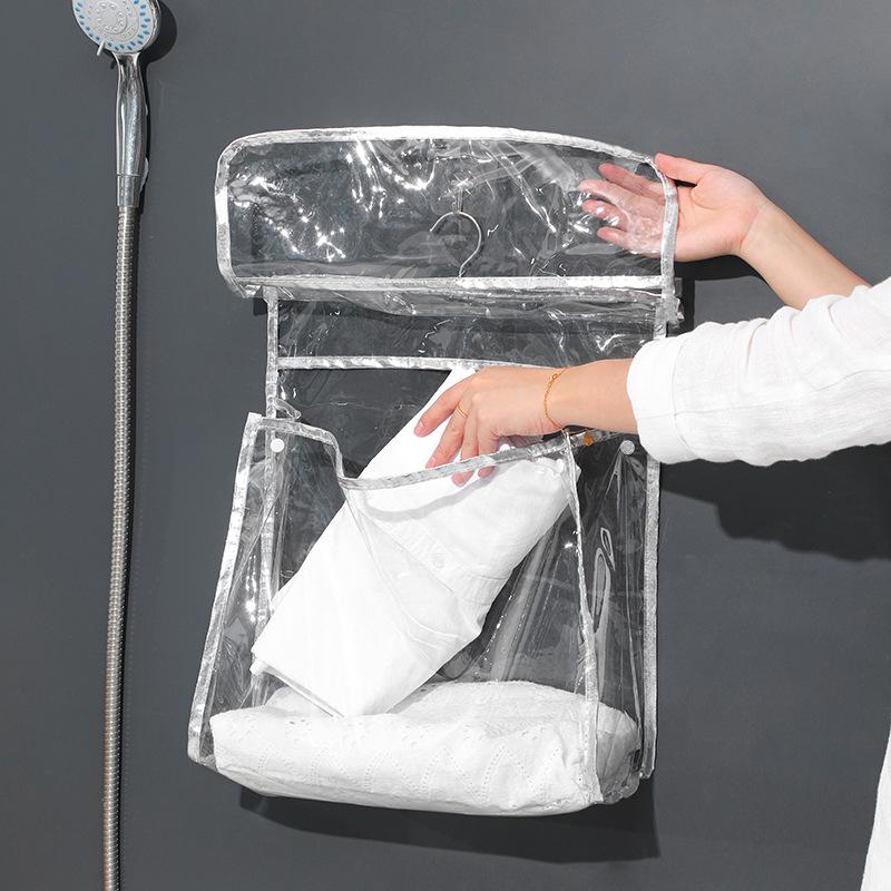 Transparent Waterproof Hanging Toiletries & Clothing Storage Bag for Bathroom or Dorm