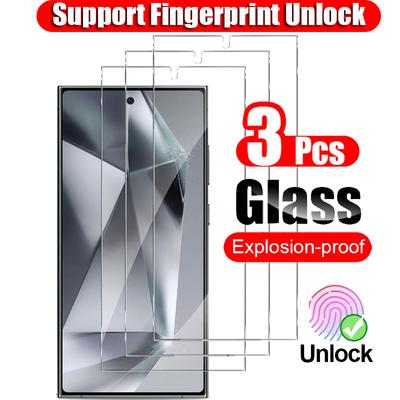 3PCS Fingerprint ID Entsperren Klar HD Displayschutzfolie aus gehärtetem Glas für Samsung Galaxy S24 / S24+ / S24 Ultra S23 S23+ FE S22 5G S22+ S21 Plus S24Plus