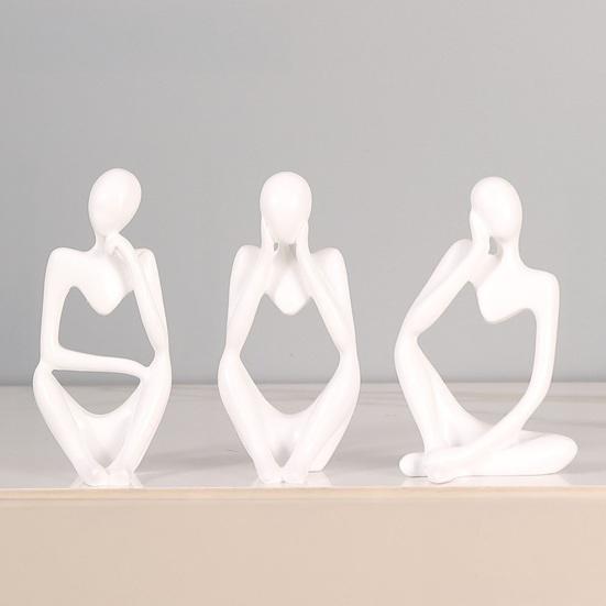 3 Pcs Resin Thinker Style Abstract Statue Collectible Thinking Figure Sculpture for Home Office Bookshelf Desktop Decor