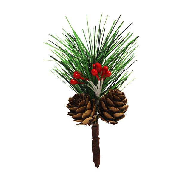 Christmas Cuttings Pine Needles Pine Cones Flower Branches Accessories Simulation Red Fruit Gift Box Decoration