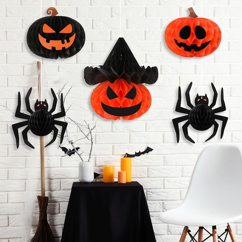 Decoratiune Minge Fagure Păianjen Dovleac Halloween Ornamente de Masă pentru Acasă Felinar de Hârtie Suspendat din Hârtie Halloween Cadou pentru Copii Mărturii