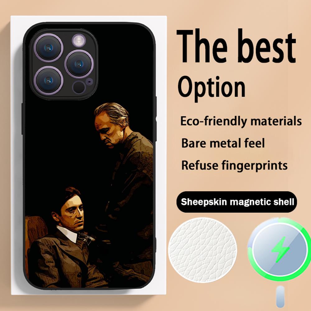 The Godfather Classic Movie Posters Phone Case For iPhone 16 15 14 13 12 11 Plus Pro Max High-end Luxury Magsafe Sheepskin