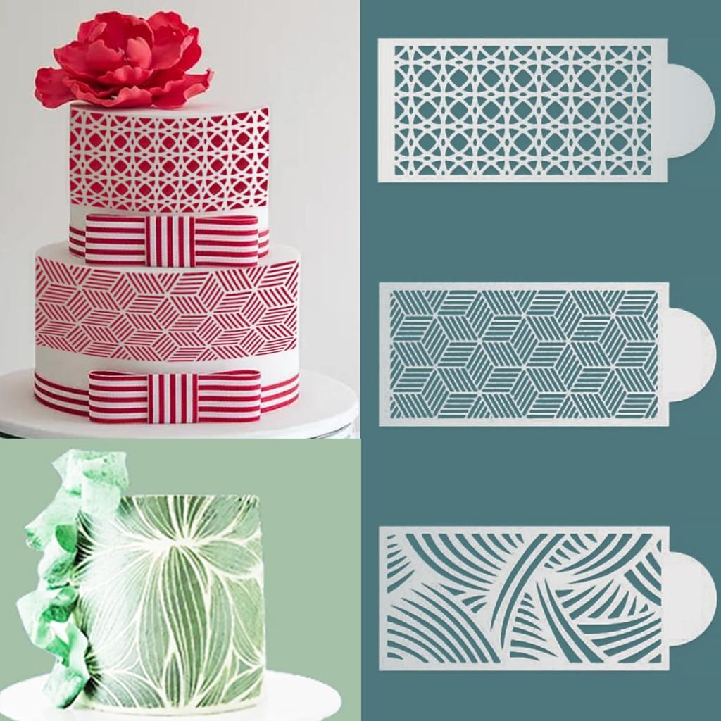 10 Pcs Cake Stencils Cake Templates Set Floral Plant Wedding Icing Stencils Irregular Geometry Lace Cake Molds Cookie Dessert Buttercream Decorating