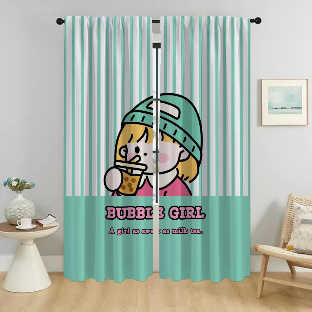 

Кухонные шторы для детской комнаты, милые шторы для интерьера для девочек, для камеры, перегородка, занавеска для комнаты, 2-панельные шторы, гостиная W50xH70cmx2pcs-CL