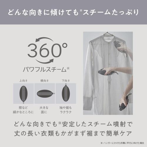 Panasonic Clothes Steamer 360° Powerful Steam 3 Level Temperature Control 2WAY Deodorizing Sterilization Calm Black NI-FS790-K
