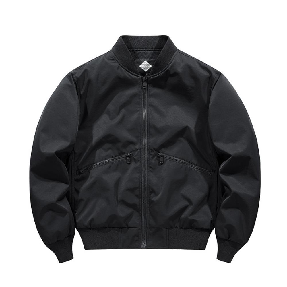 

Autumn New Middle-aged and Young Baseball Jacket Men Cargo Workwear Men Multi Pocket Zipper Jacket Basic Style Mens Clothes M чёрный