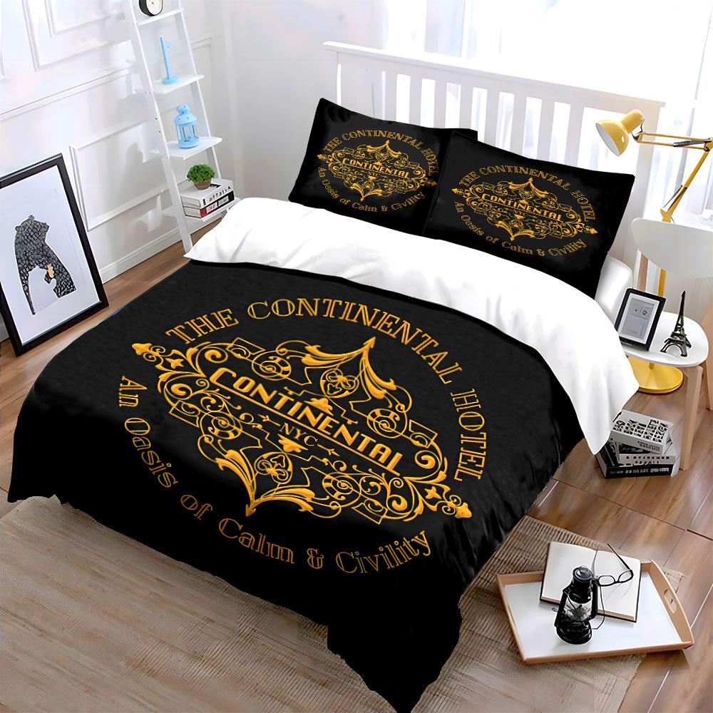 Continental Hotel Art Pattern Bedding Duvet Cover Set Duvet Cover Pillowcases (1*Duvet Cover 2*Pillowcases, without duvet insert)