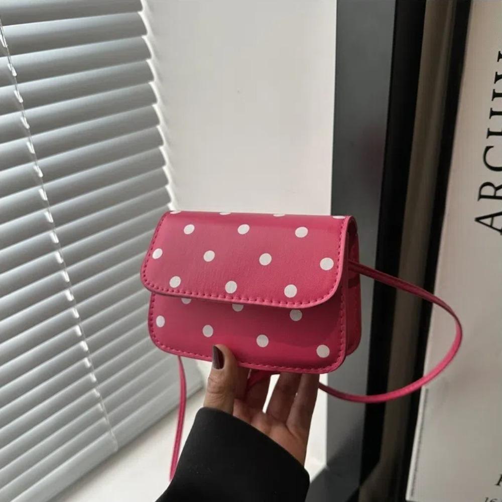 Fashionable Polka Dot Print Mini Shoulder Bag PU Material Polyester Lining Crossbody Bag Lightweight Women's Bag Women