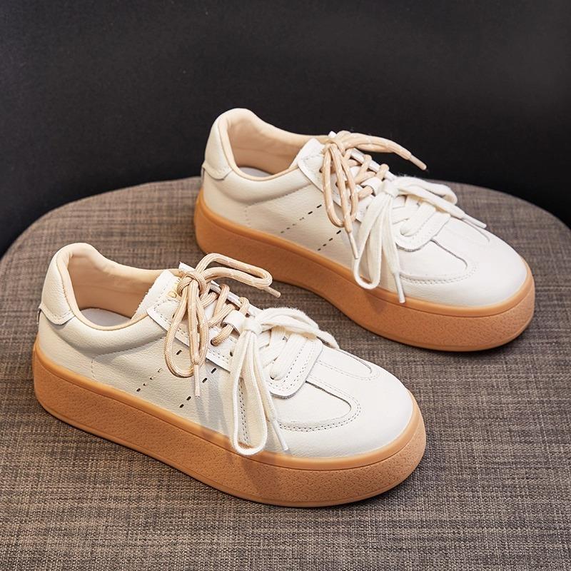 Platform white shoes women's spring new versatile lace-up casual shoes board shoes women