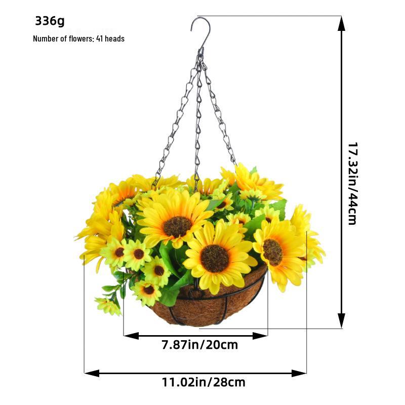 Frühlingsblumen-Hängekorb mit Schleife - Kranz Heimdekoration