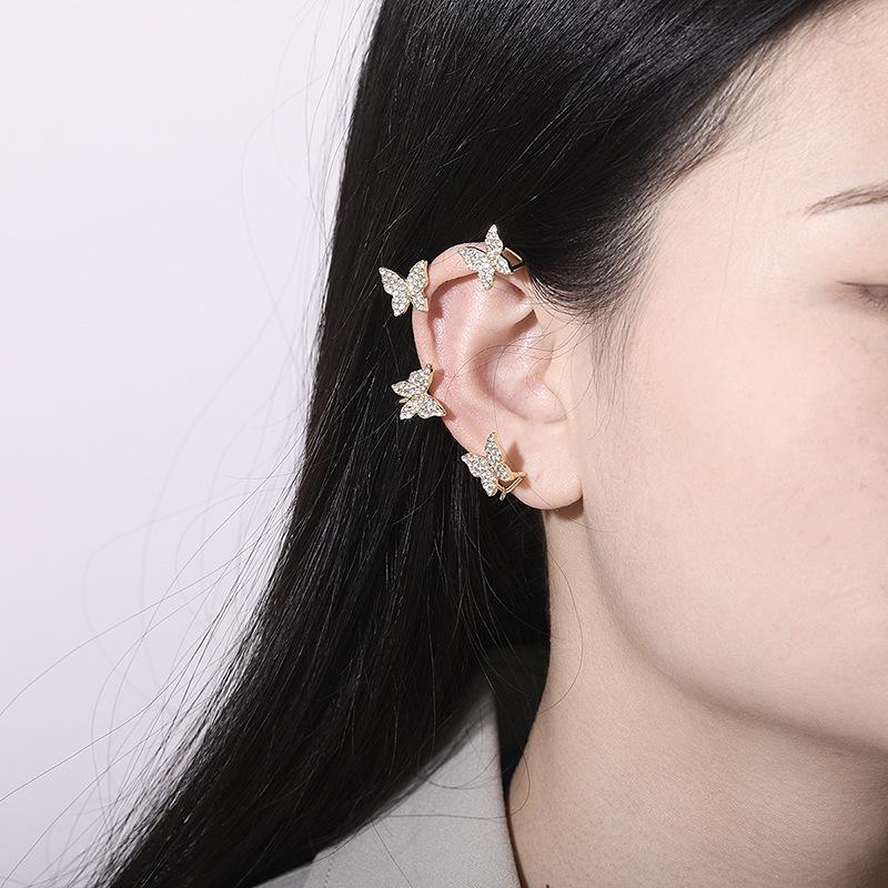 Korean Style Butterfly Ear Clips Without Piercing For Women Sparkling Zircon Ear Cuff Clip Earrings Wedding Party Zircon Gifts