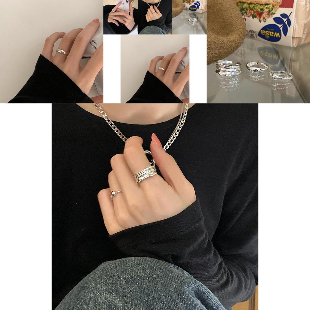 Unique Korean Style Smiley Face Geometric Open Adjustable Ring For Women Fashion