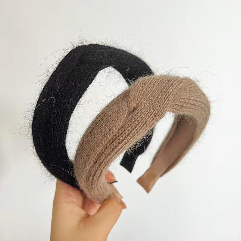 Retro Style Headbands Knitted Cross Knot Womens Solid Color Accessories Hair