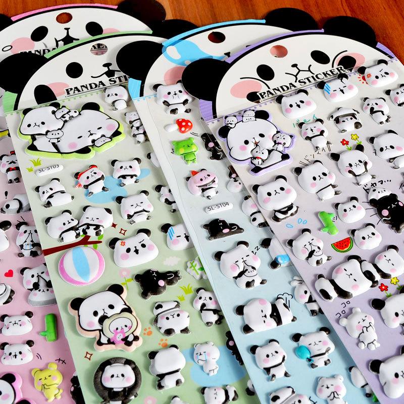 4 Pcs/lot Kawaii 3D Puffy Panda Daily Life Stickers Scrapbooking Diy Journal Stationery Sticker Cute Deco Aesthetic Art Supplies