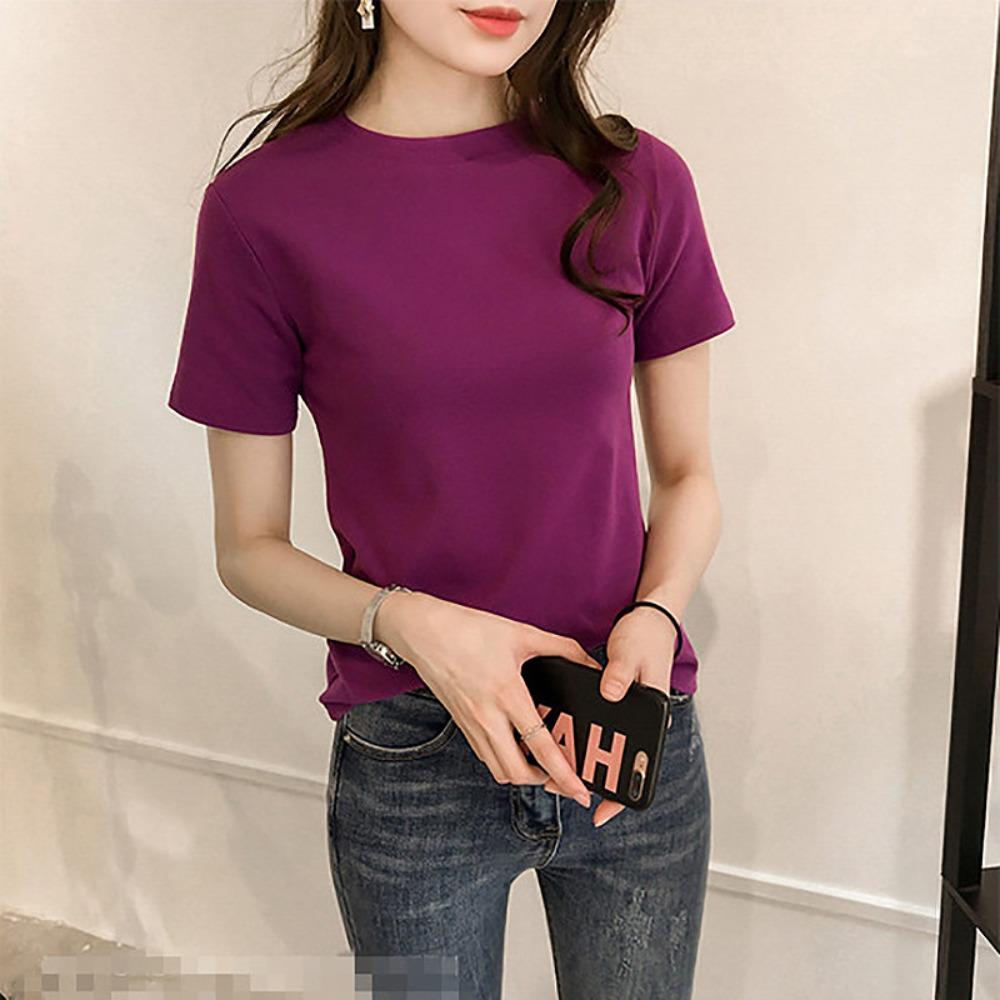 ins women's loose t-shirt women's summer 2026 Korean version of the new slim-fit solid color women's t-shirt