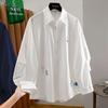 Women's Relaxed Fit Cartoon Embroidered Long Sleeve Shirt