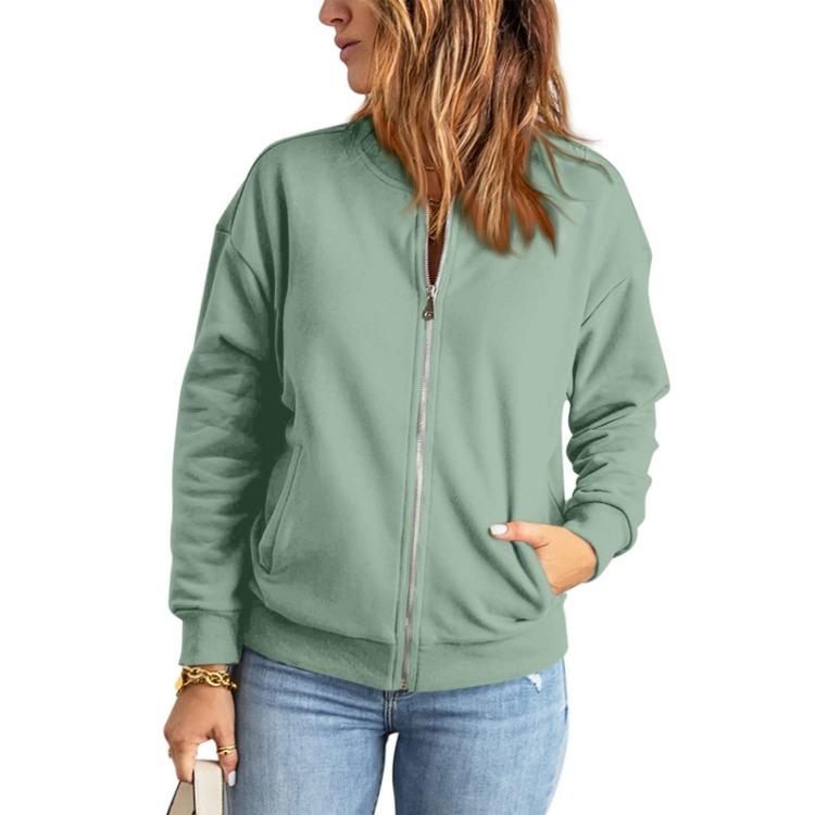Women Loose Casual Long Sleeve Sweatshirt Jacket With Pocket Top Coat
