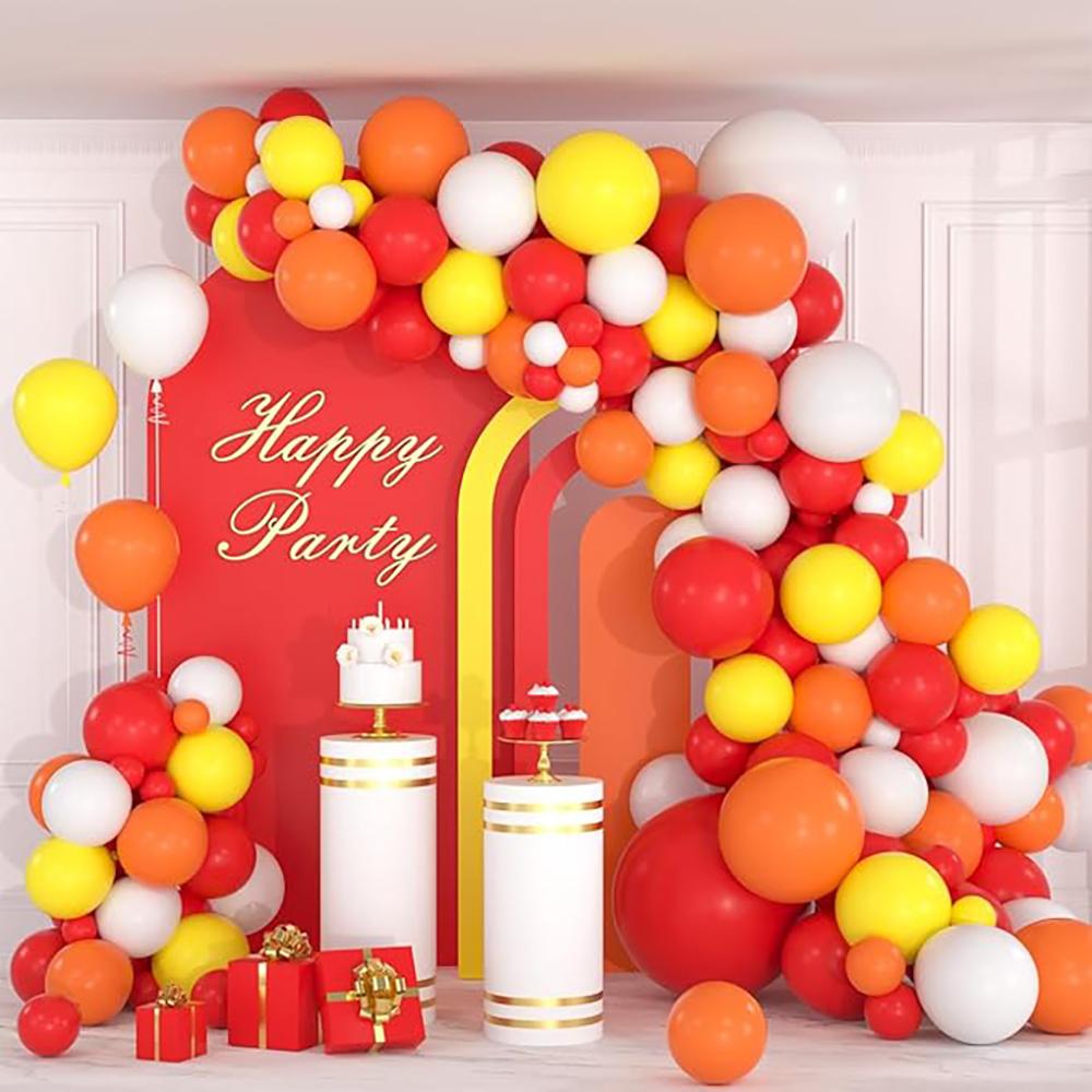 Orange Ballonggirlande Roter Gelber Ballonbogen-Kit Feuerwehr-Thema Geburtstagsparty Feuerwehr Feuerwehrauto Hochzeitsdekoration