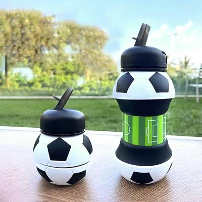 550ml Football Folding Kettle Sports Silicone Fold Water Bottle Outdoor Portable Leakproof Sports Kettle Travel Children Bottle