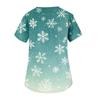 Women's V-neck Christmas Print Short-sleeved Pocket Side Slit Uniform Top