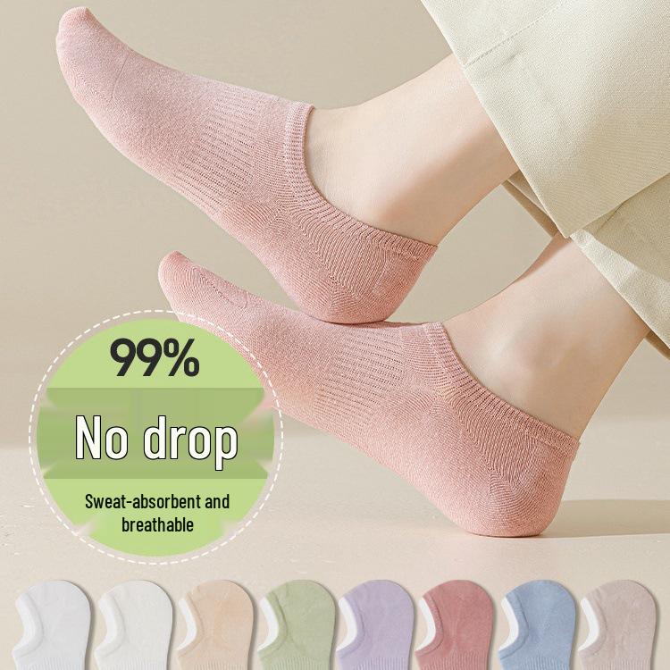 Women's Low-Cut Non-Slip Breathable Socks – Summer Thin, Sweat-Absorbent, Invisible Style for Spring and Autumn