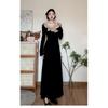Huge goodlooking black longsleeved dress for women's autumn and winter with a coat and a slim dress with a bottom.
