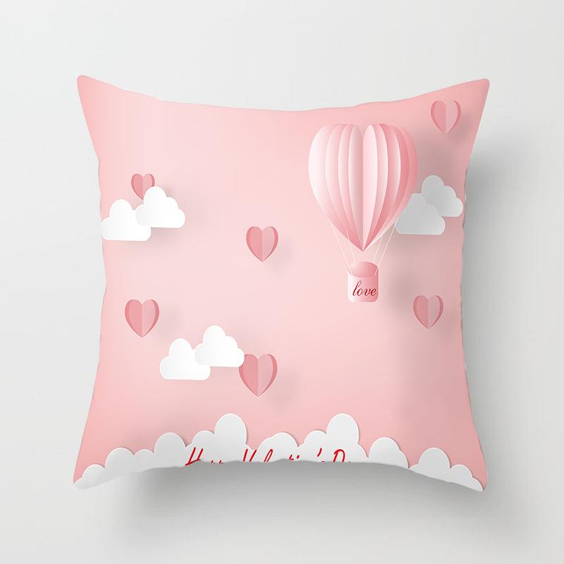 Valentine's Day Romantic Paris Tower Hot Air Balloon Pillow Case Home Sofa Cushion Pillow Case