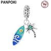 PANPOKI Copper Metal Surfboard Coconut Tree Pendant Bead Component Charm Bead Components Bead Components Compatible With Bracelet High Quality Fine
