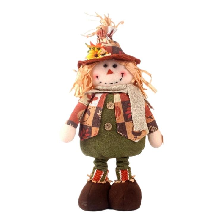 Standing Plush Harvest Scarecrows Dolls with Stretchable Long Legs Autumn Thanksgiving Festivals Decors for Indoor Space