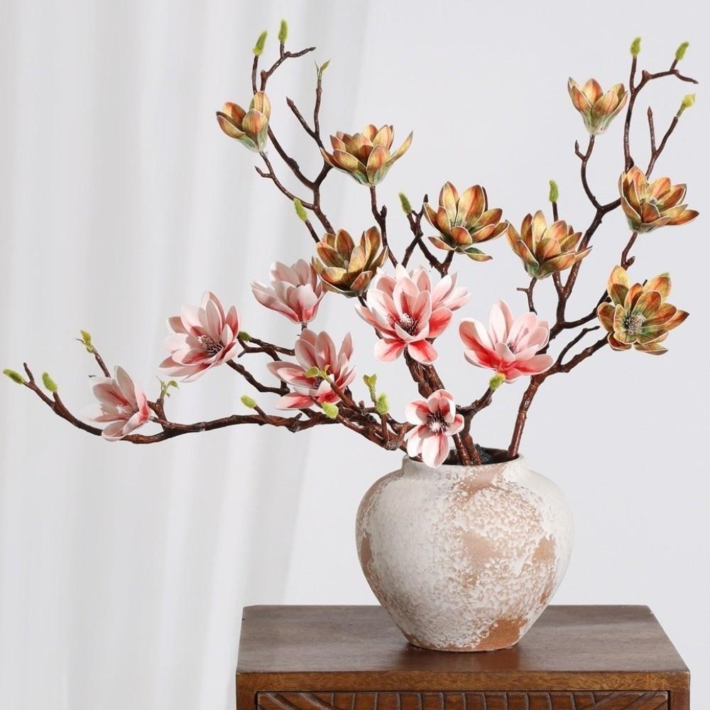 Large Artificial Magnolia Flower Handmade Real Touch Simulation Big Magnolia Realistic Luxury Faux Magnolia Branch Garden Decor