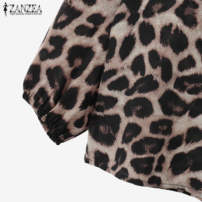 ZANZEA Bluză și pantaloni pentru femei, set de costum din două piese cu imprimeu leopard