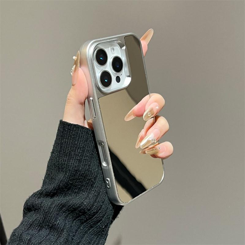 

Роскошный зеркальный чехол для iPhone 16 Pro 15 13 12 Pro Max 11 Акриловый ПК жесткий чехол для защиты от падений iPhone 16 Pro Max серебряный