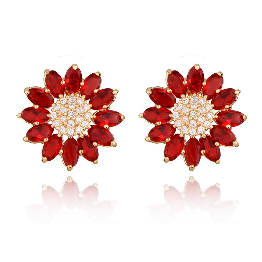Sunflower Zircon Earrings For Women Elegant Floral Jewelry Gift For Her