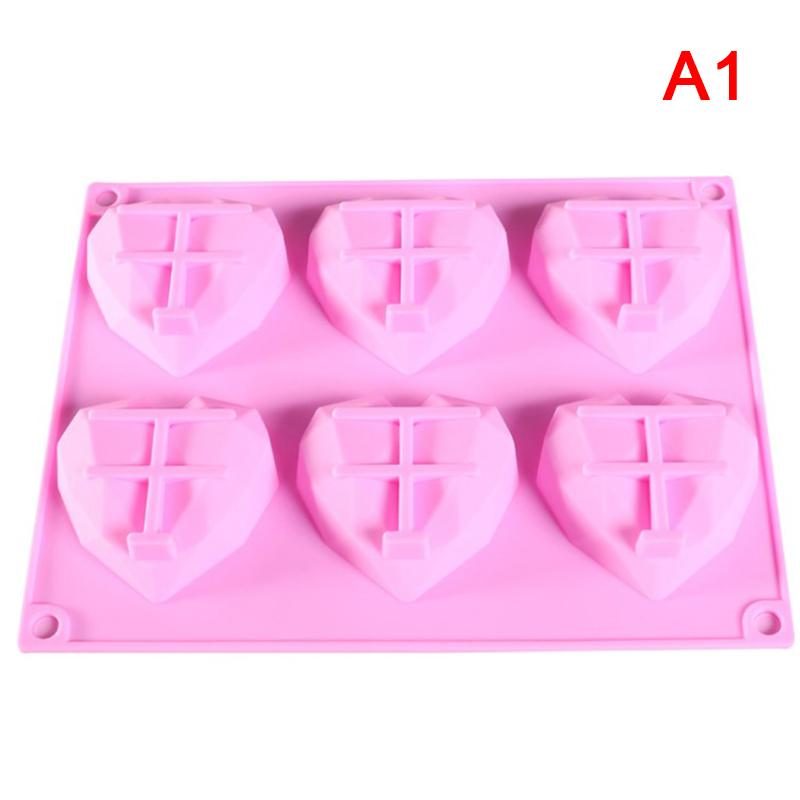 

1Pc 3D Diamond Love Heart Shape Silicone Molds For Baking Sponge Chiffon рожевий