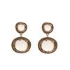 Double-Layer Color-Block Resin Rhinestone Earrings Geometric Alloy Statement Drop Women Gold